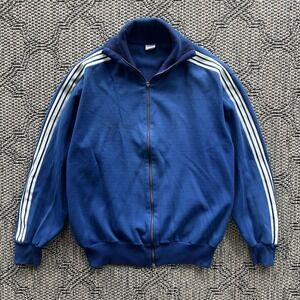 Vintage Adidas Track Jacket Men's XL Blue True 1960s Germany Three Stripe Jogger